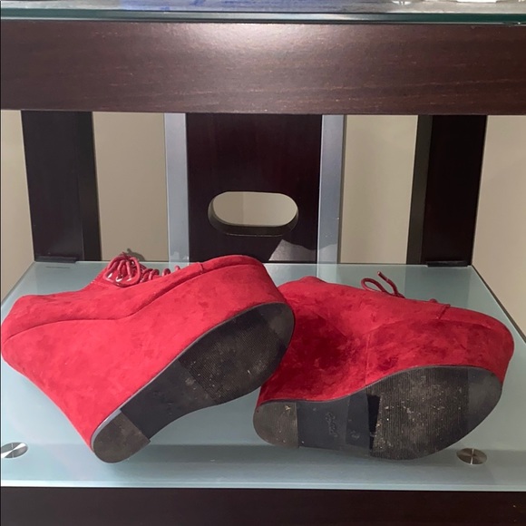 Lace up red wedges - Picture 3 of 4
